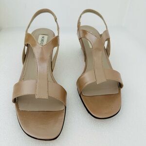 Nordstrom Goldish Beige Open Toe Sandals Leather size 10